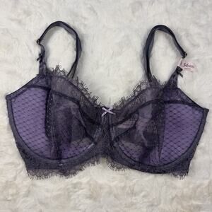Victoria's Secret Dream Angels Purple Lace Unlined Balconette Bra 34DDD NWT